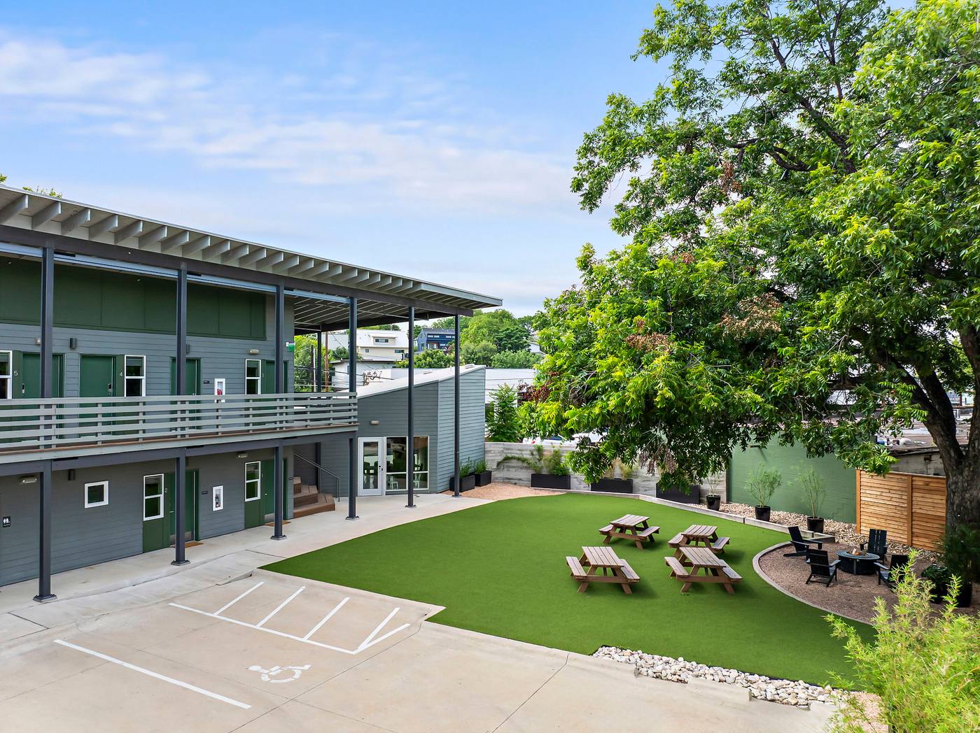 The Webber East courtyard and lawn