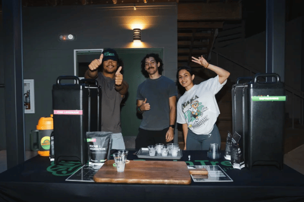 Hydration booth at an evening event